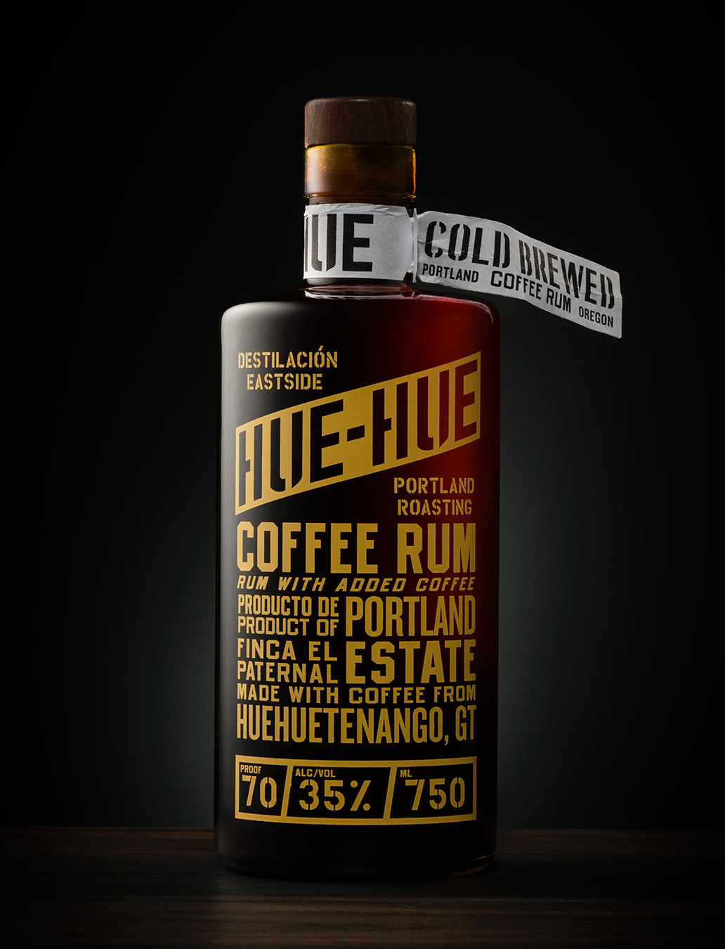 Hue-Hue Coffee Rum - spirits bottle design