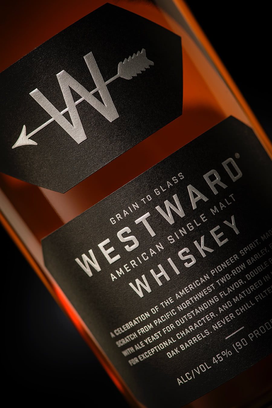 Westward Whiskey - liquor bottle design label detail