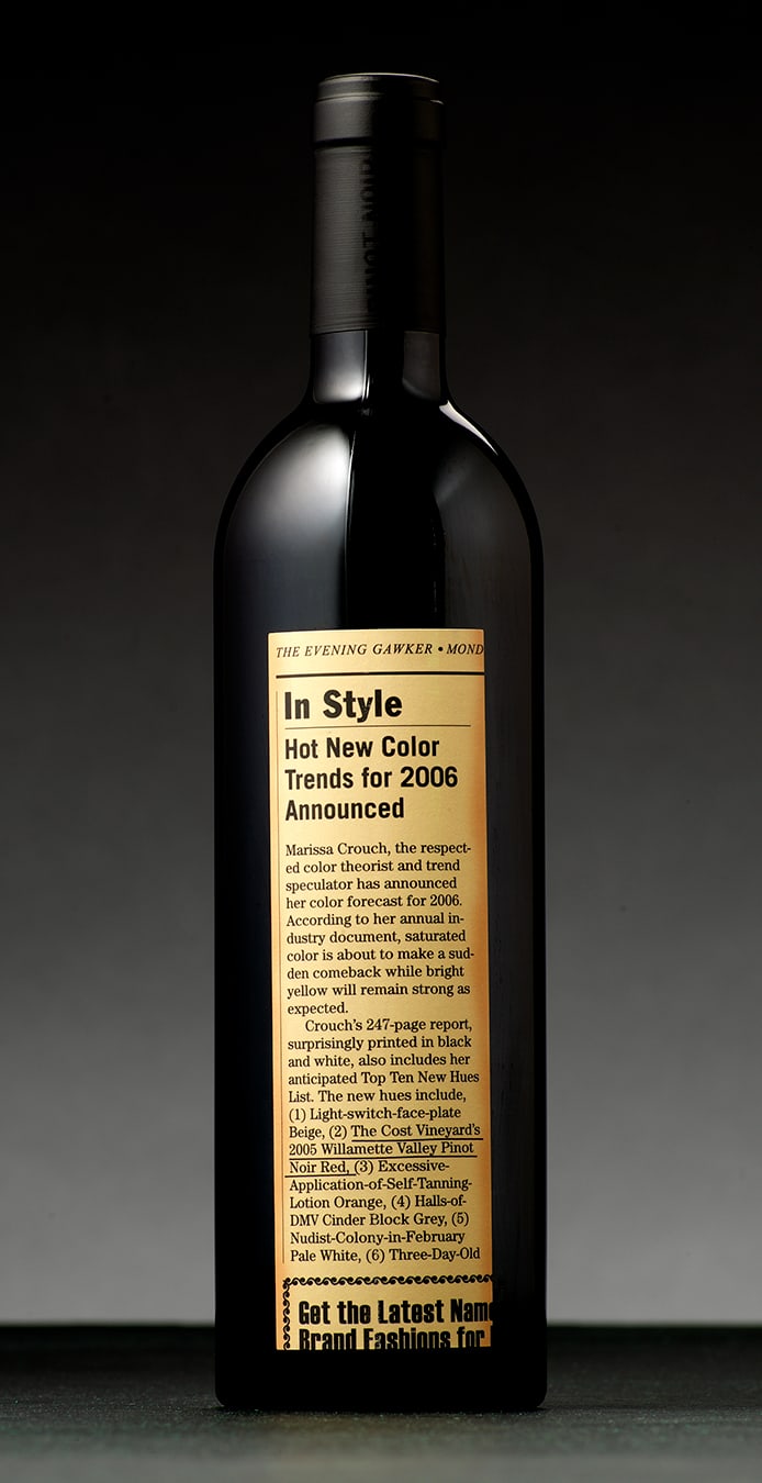 Cost Vineyards wine bottle packaging identity design