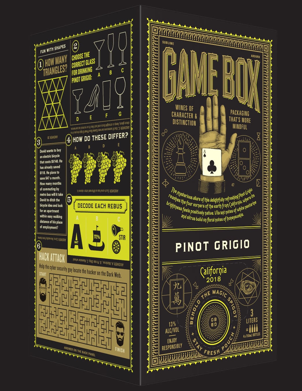 Game Box Wines Pinot Grigio box design