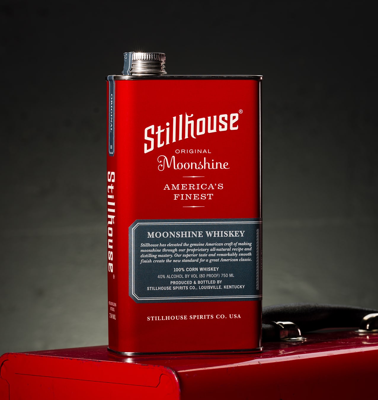Stillhouse Moonshine spirits packaging design custom stainless can