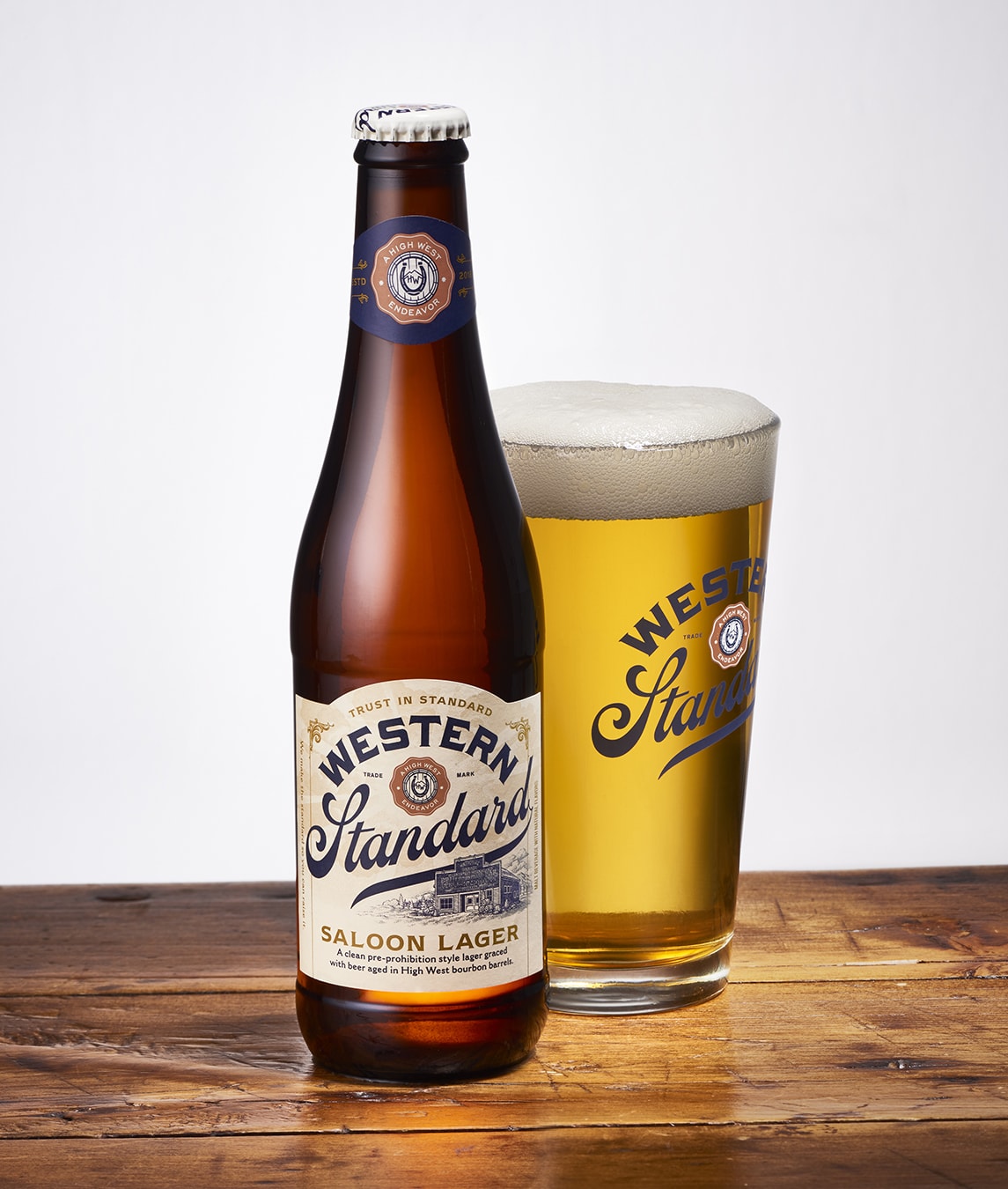 Western Standard beer bottle and pint glass design