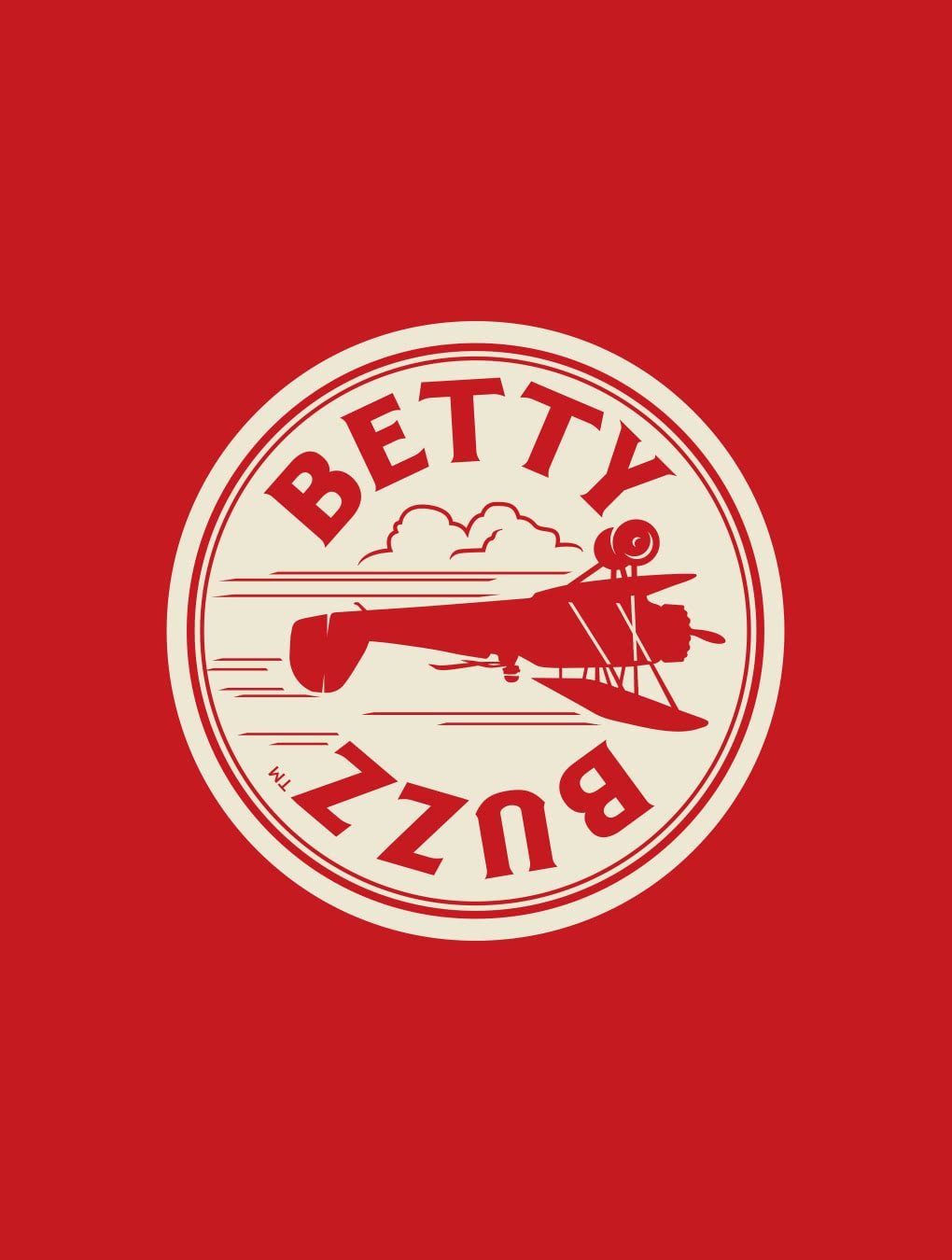 Betty Buzz logo design on red background