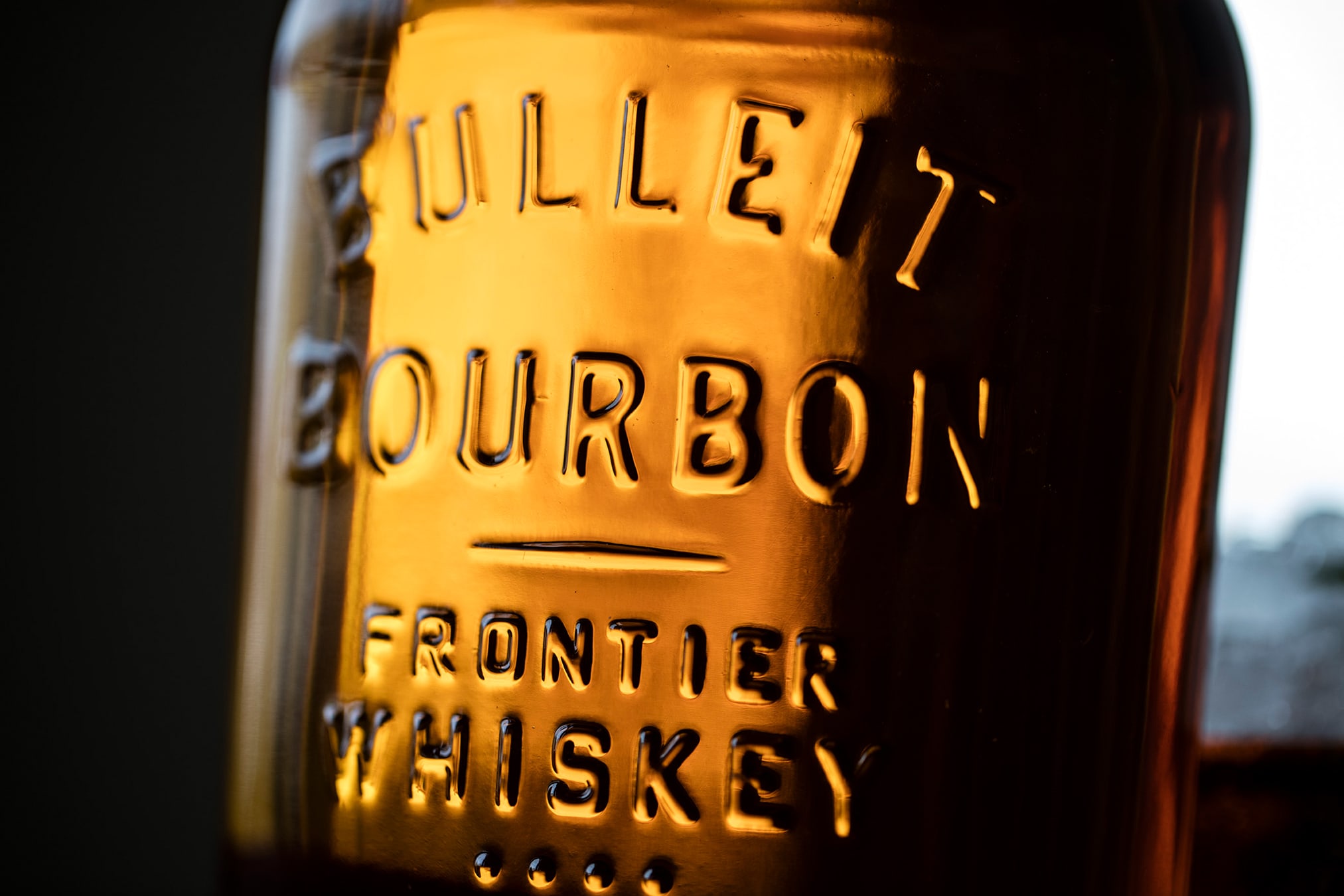 Bulleit Bourbon bottle design type detail