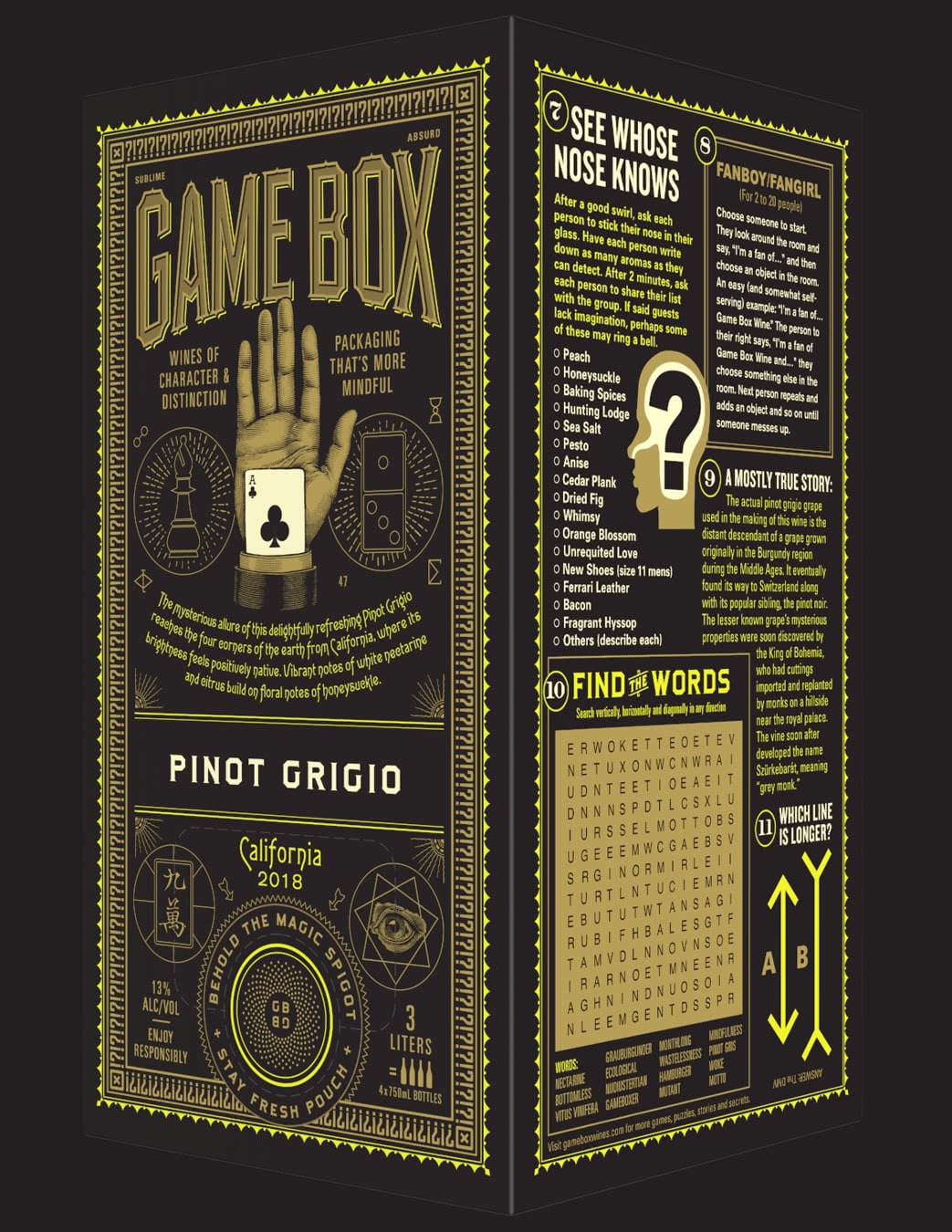 Game Box Wines Pinot Grigio side panel design detail