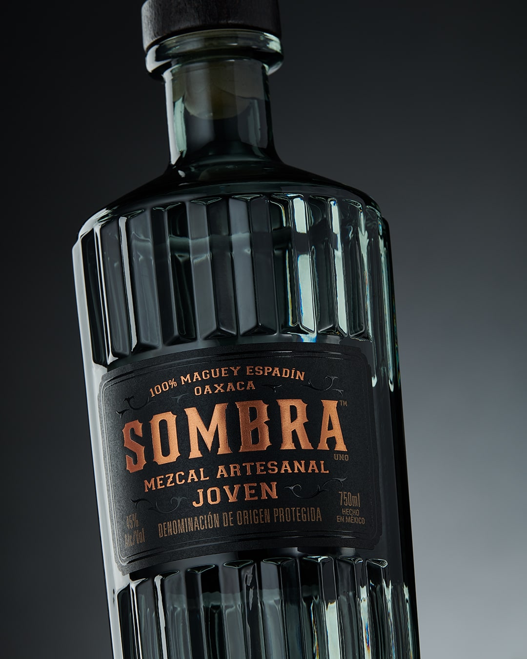 Sombra mezcal bottle close up
