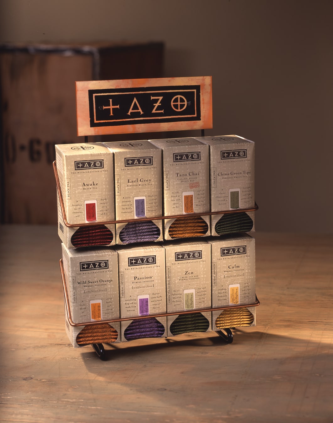 Tazo Tea retail display design carton rack