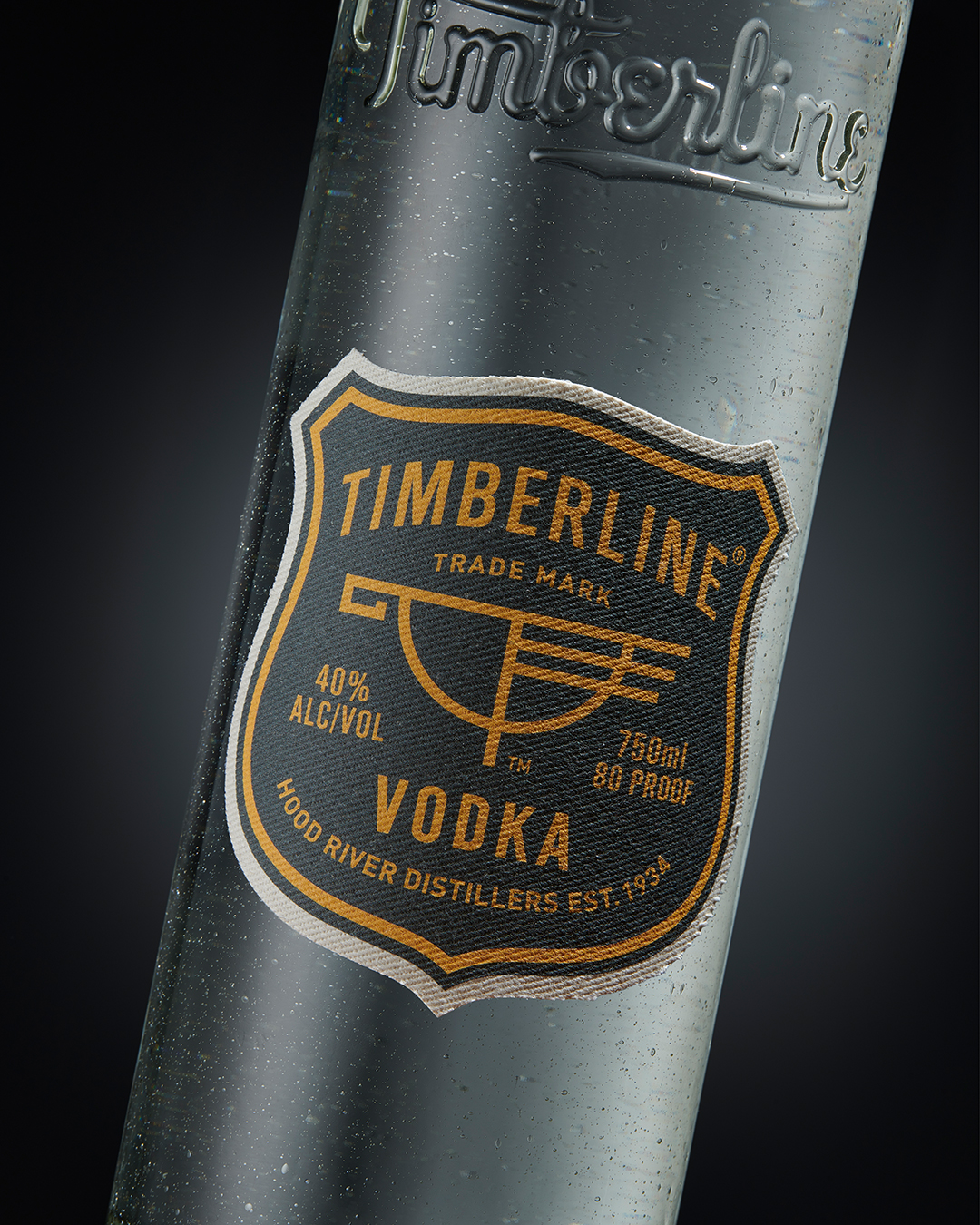 Timberline Vodka canvas label close up