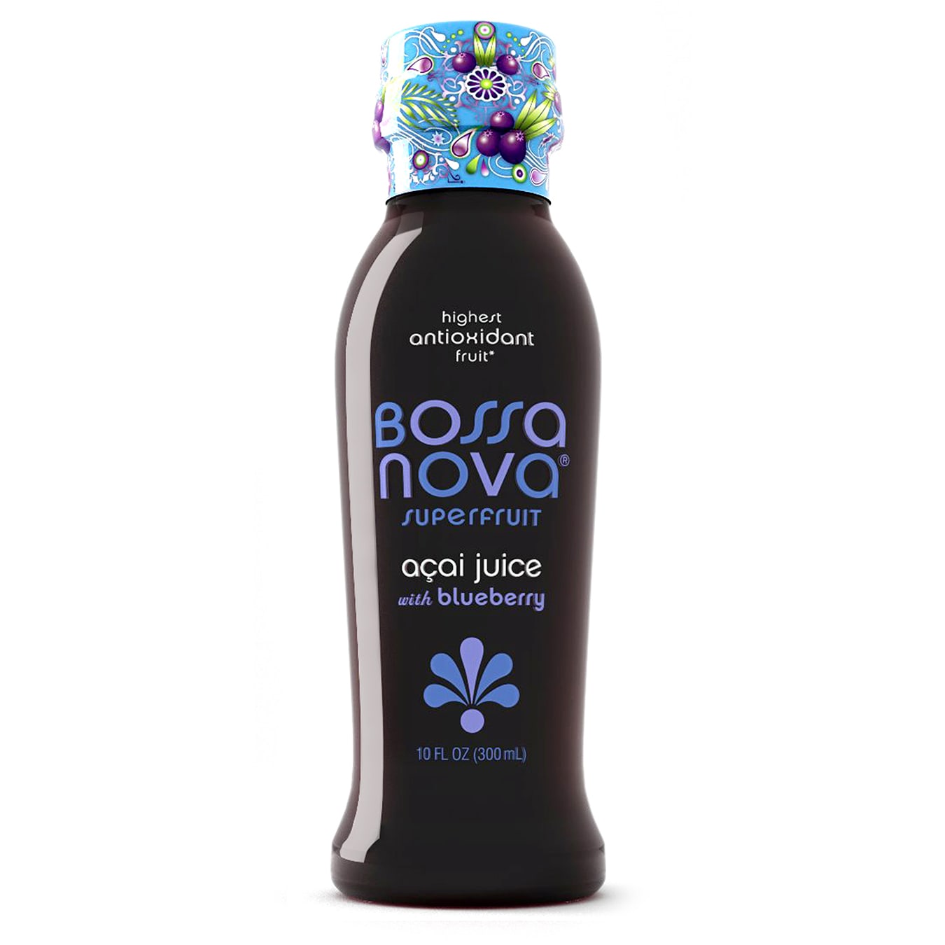 Bossa Nova Açai Blueberry juice bottle packaging design