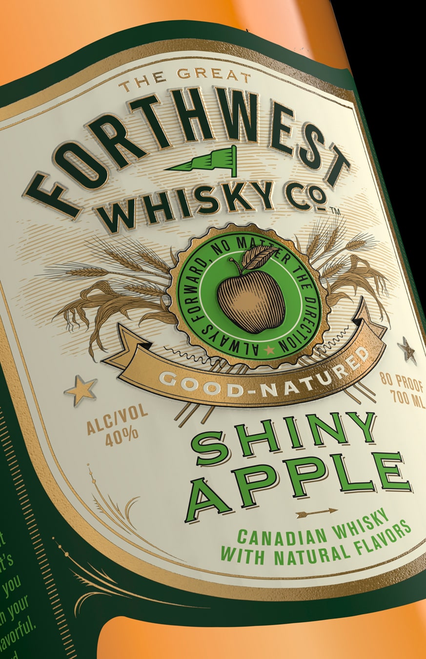 Forthwest Whisky Shiny Apple bottle design detail