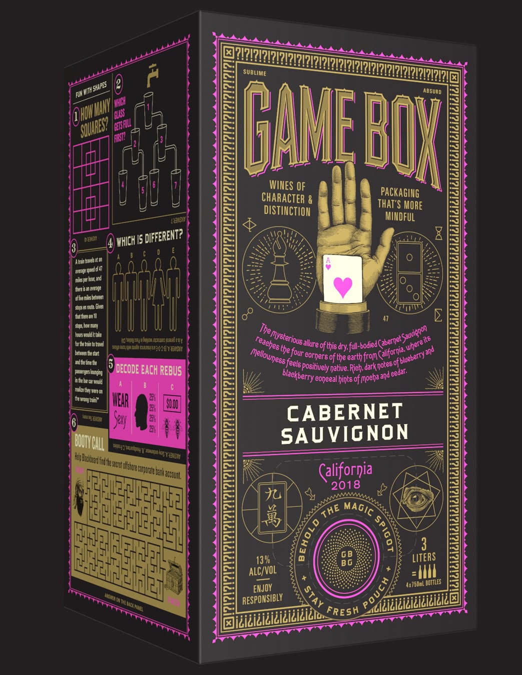 Game Box Wines Cabernet box design