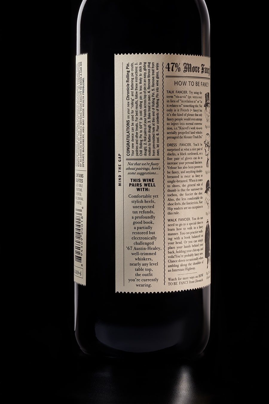 Chronicle Wine bottle label side panel detail