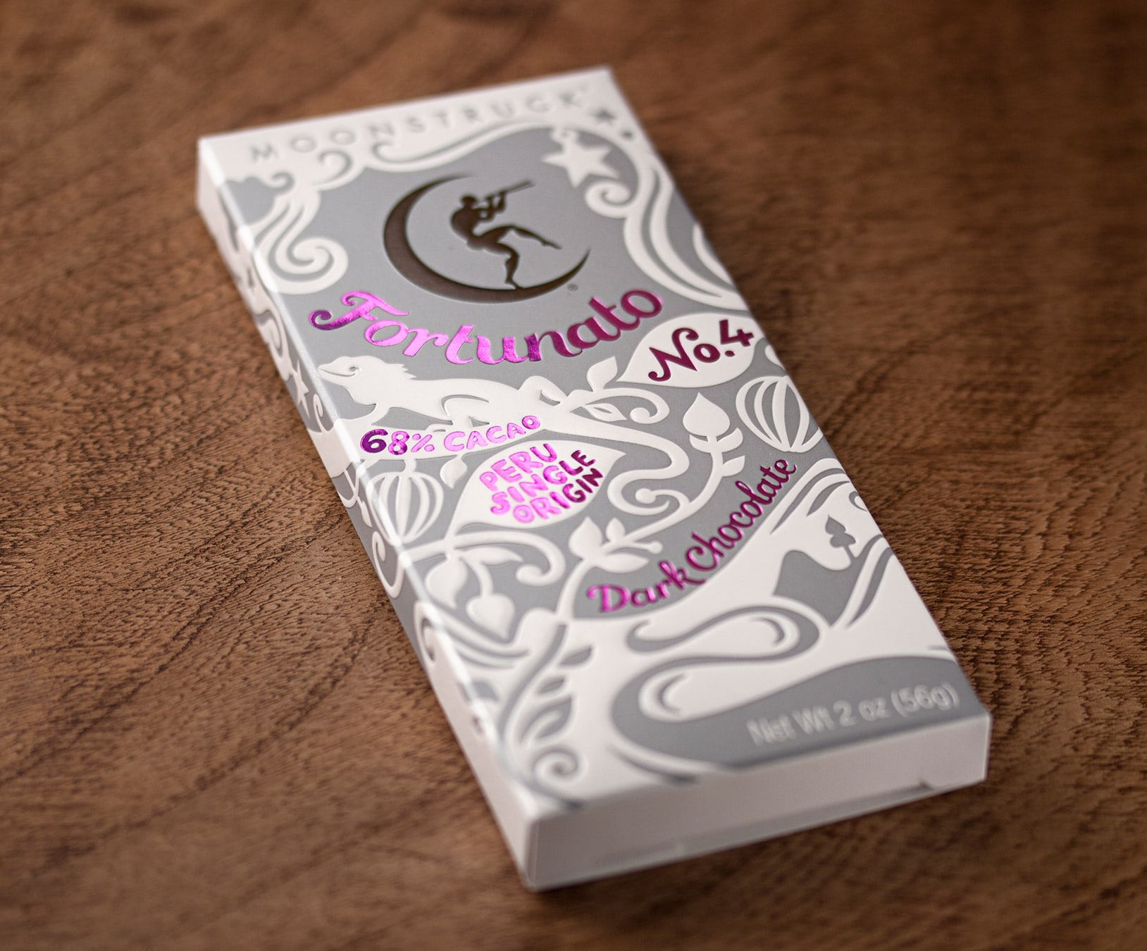 Moonstruck Chocolate Fortunato bar packaging design