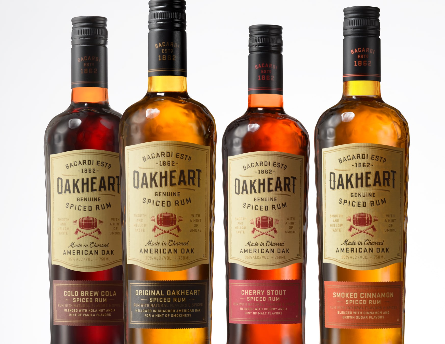 Oakheart Spiced Rum spirits packaging design family