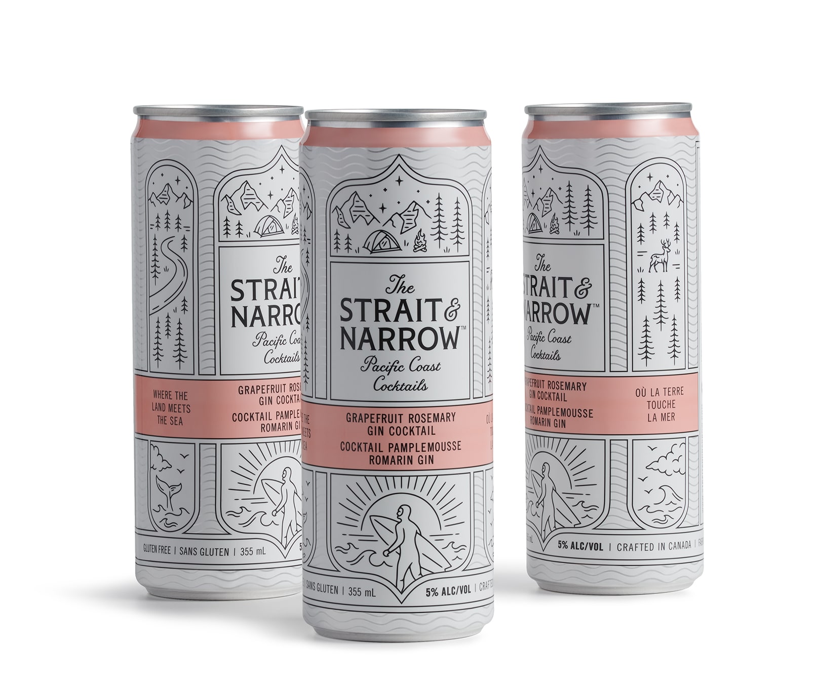 The Straight & Narrow Pacific Coast Cocktails grapefruit package design