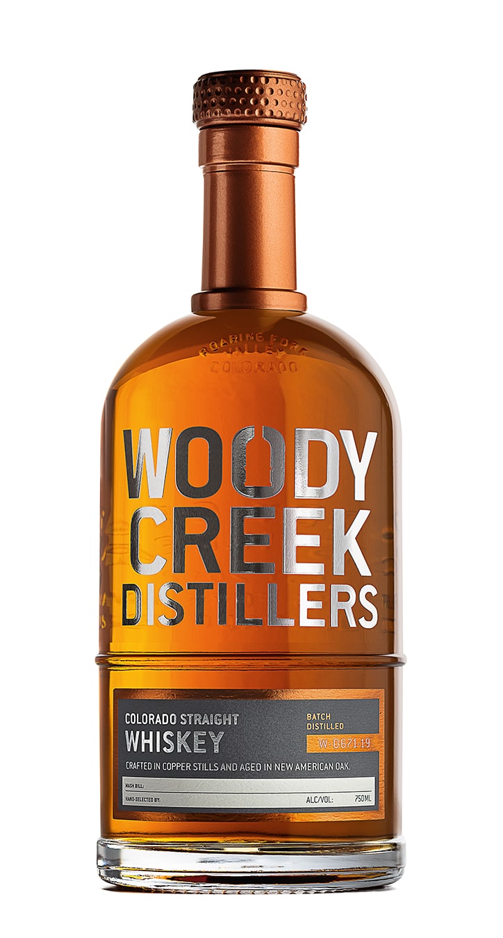 Woody Creek Distillers Whiskey bottle design