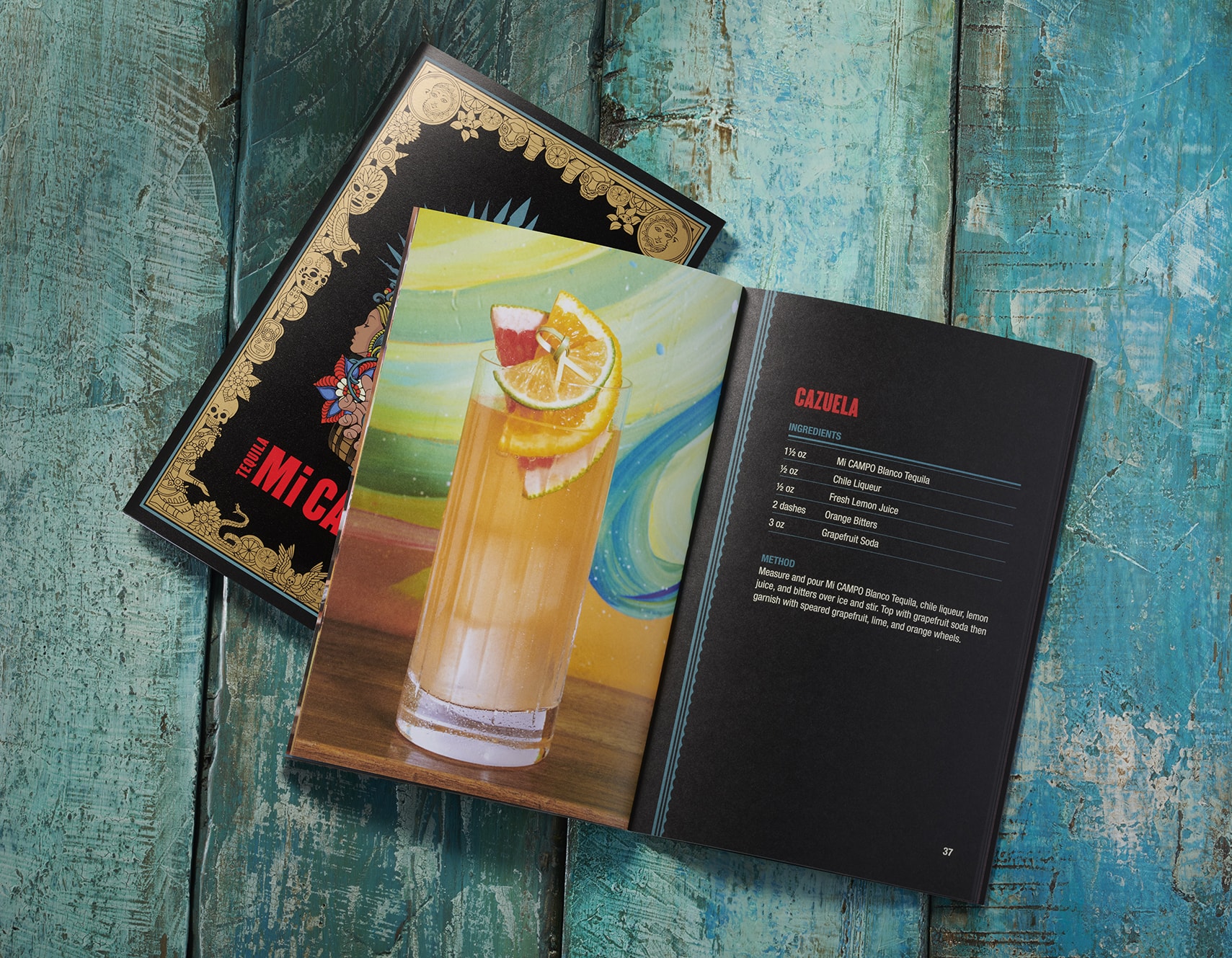 Mi Campo - cocktail recipe book design (interior spread)
