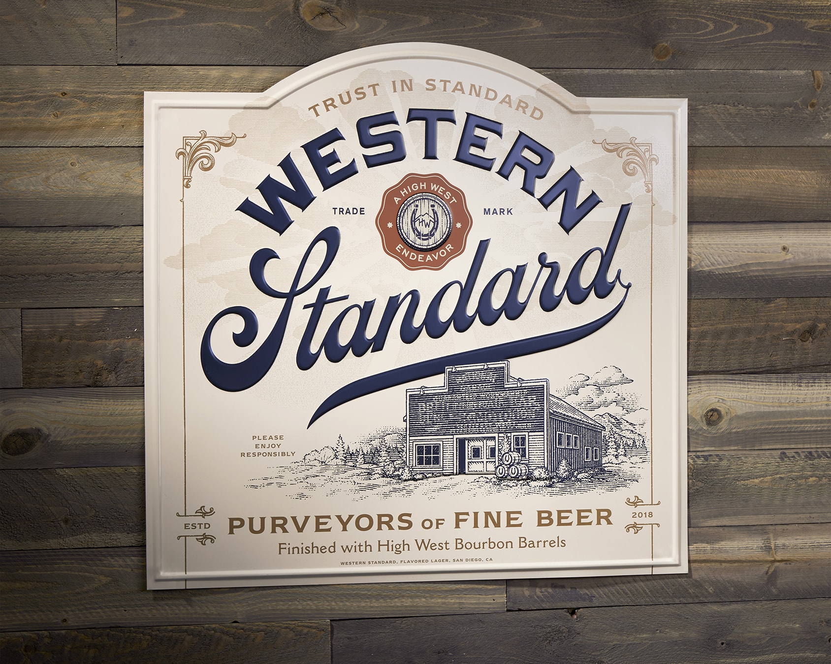 Western Standard metal beer sign design tin tacker