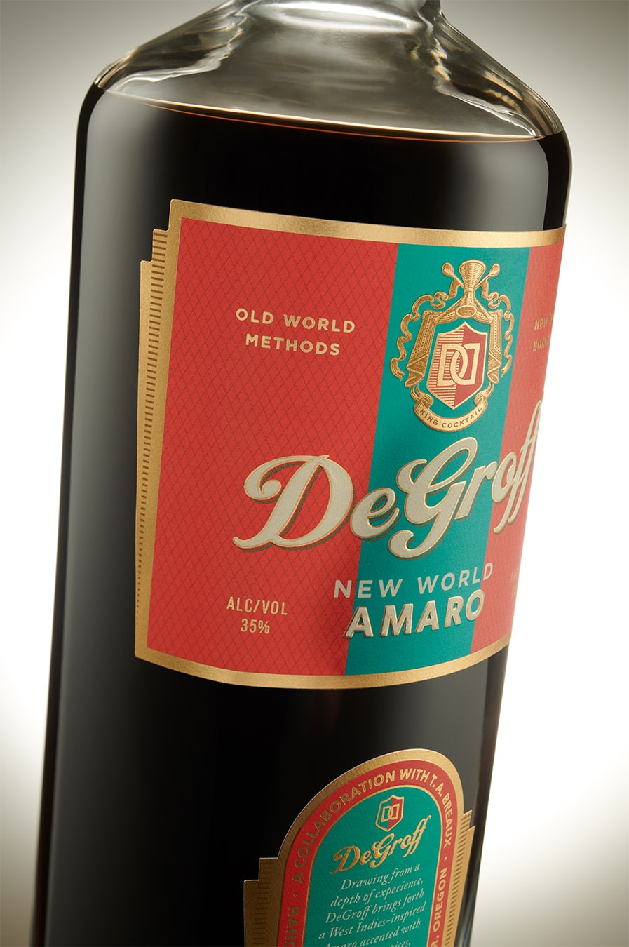 DeGroff Amaro label design closeup