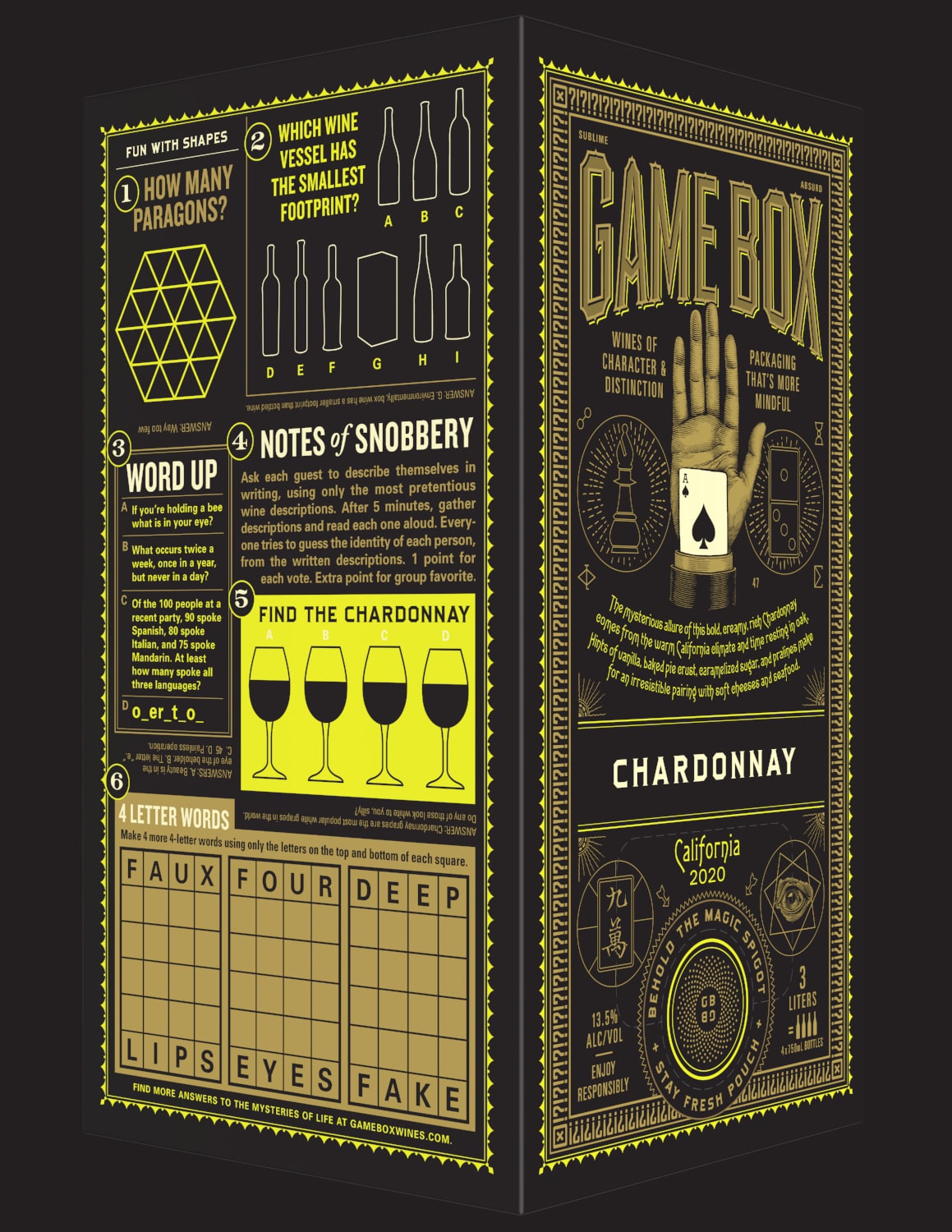 Game Box Wines Chardonnay box design