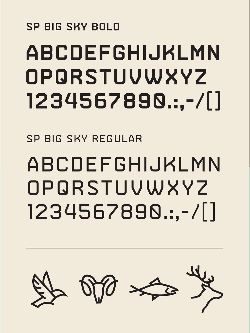 Spanish Peaks Mountain Club typeface design and icons