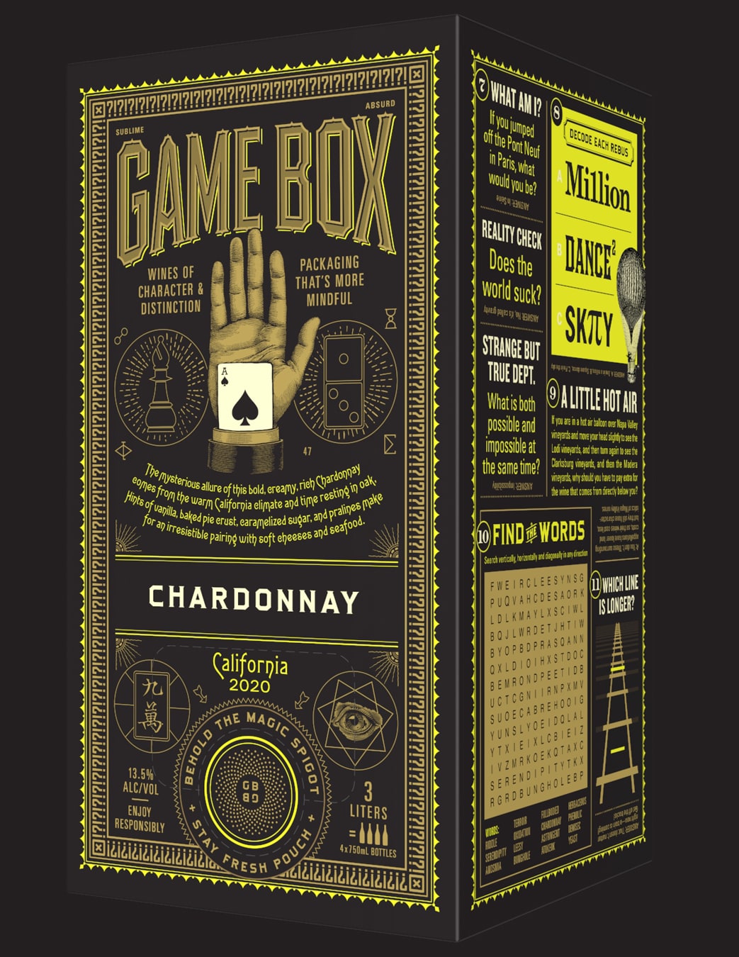 Game Box Wines Chardonnay side panel design detail