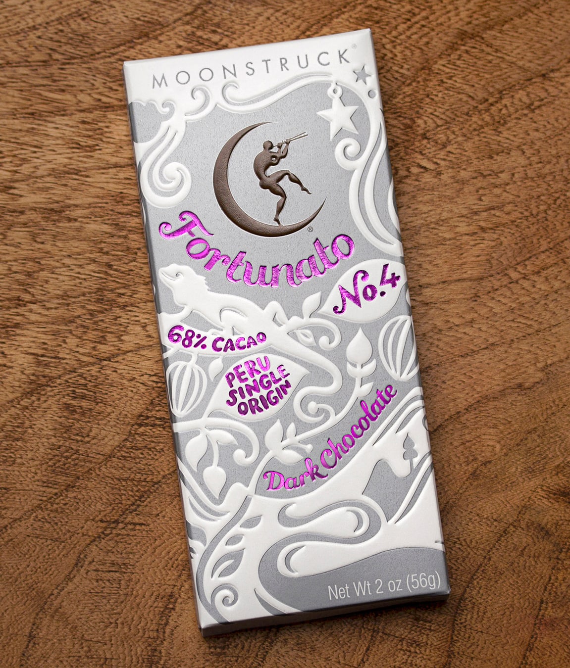 Moonstruck Chocolate Fortunato bar packaging design