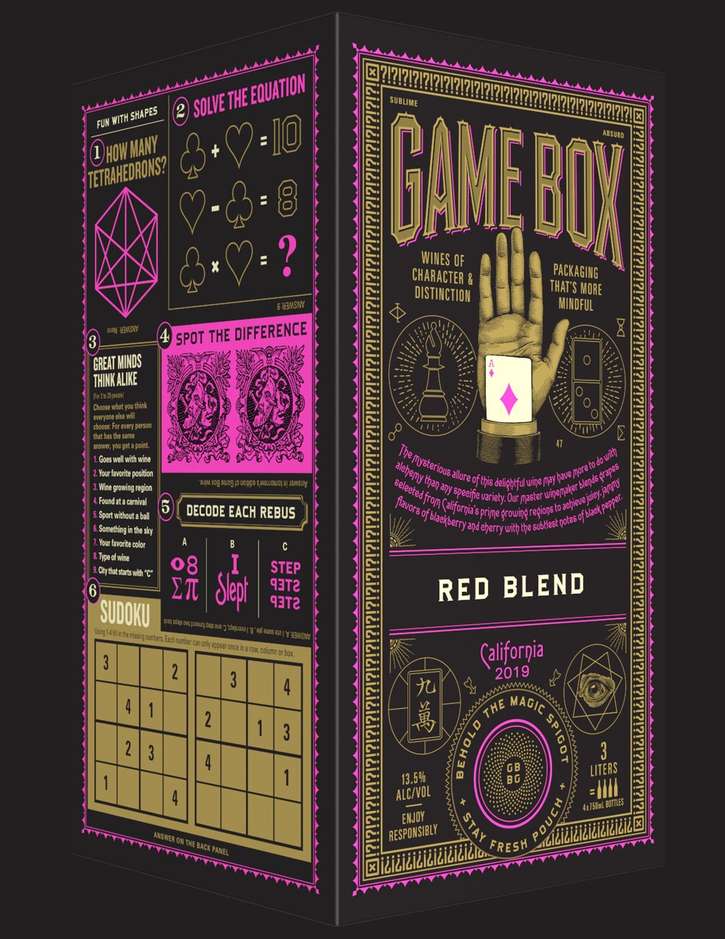 Game Box Wines Red Blend box design
