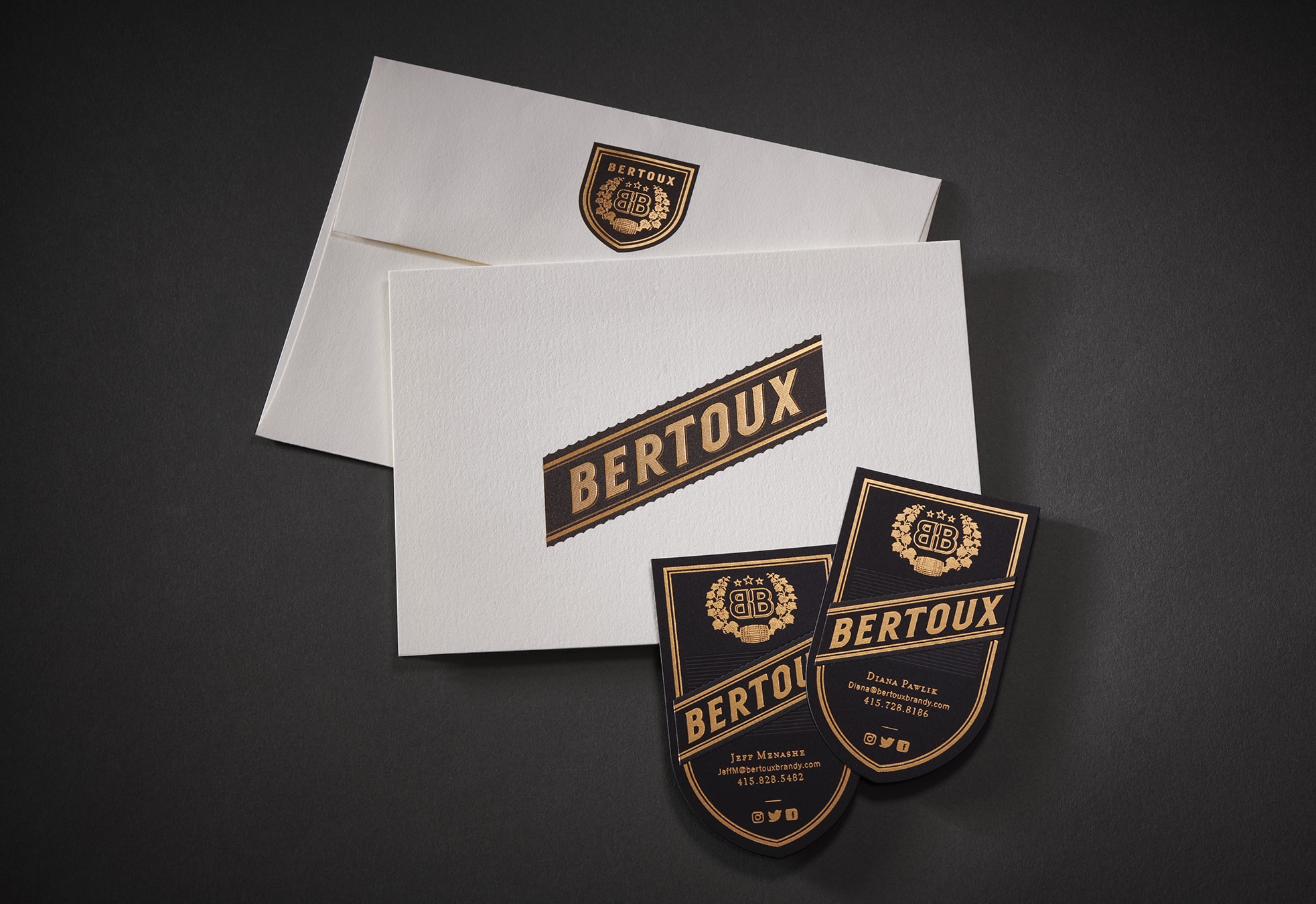 Bertoux Brandy - collateral stationery design
