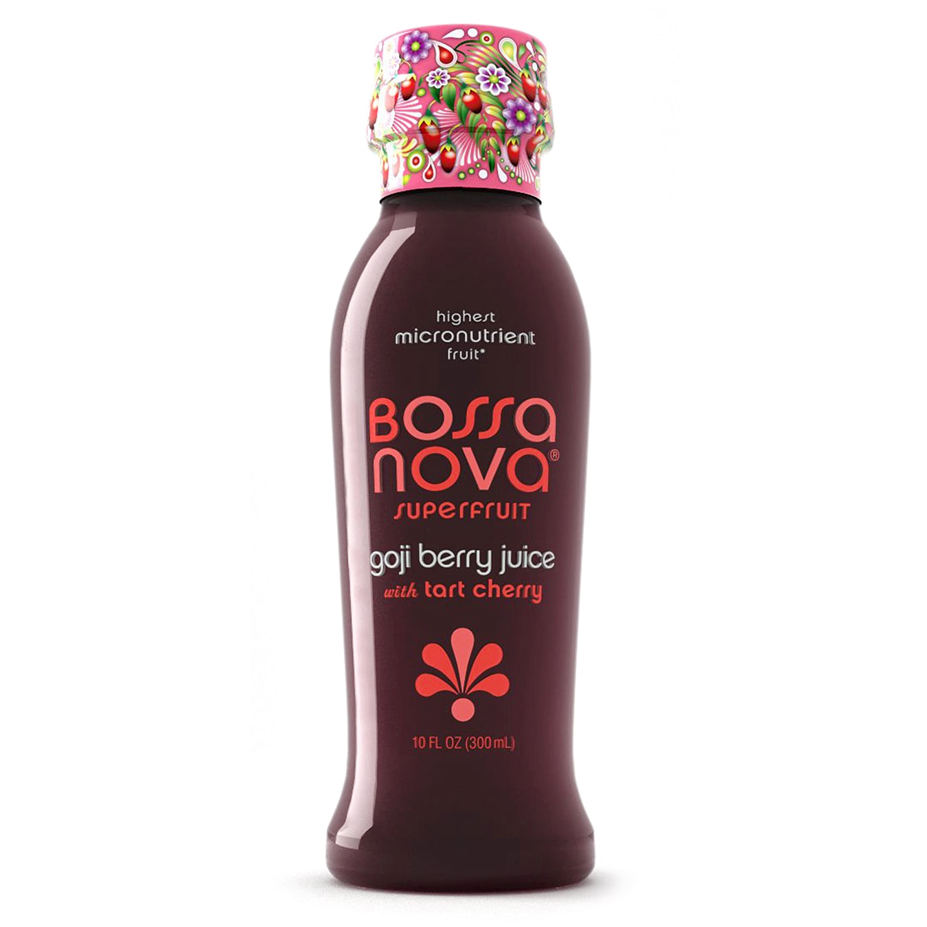 Bossa Nova Super Goji Berry Tart Cherry juice bottle packaging design