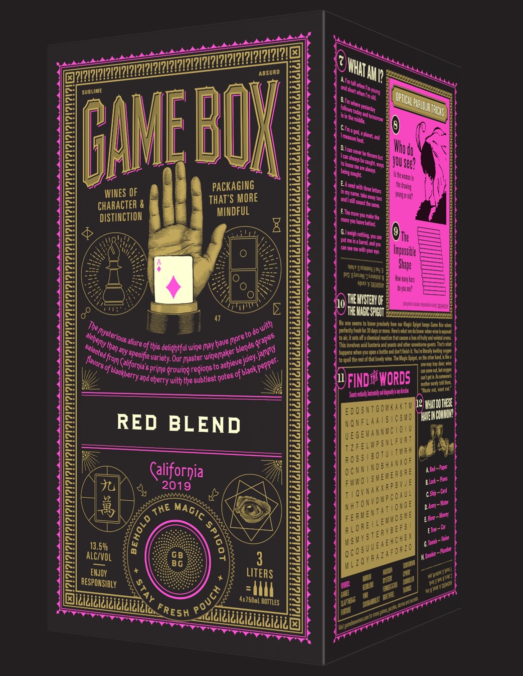 Game Box Wines Red Blend side panel design detail