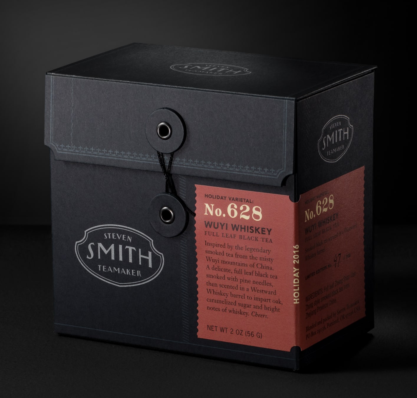 Steven Smith Teamaker package design black sting tie box