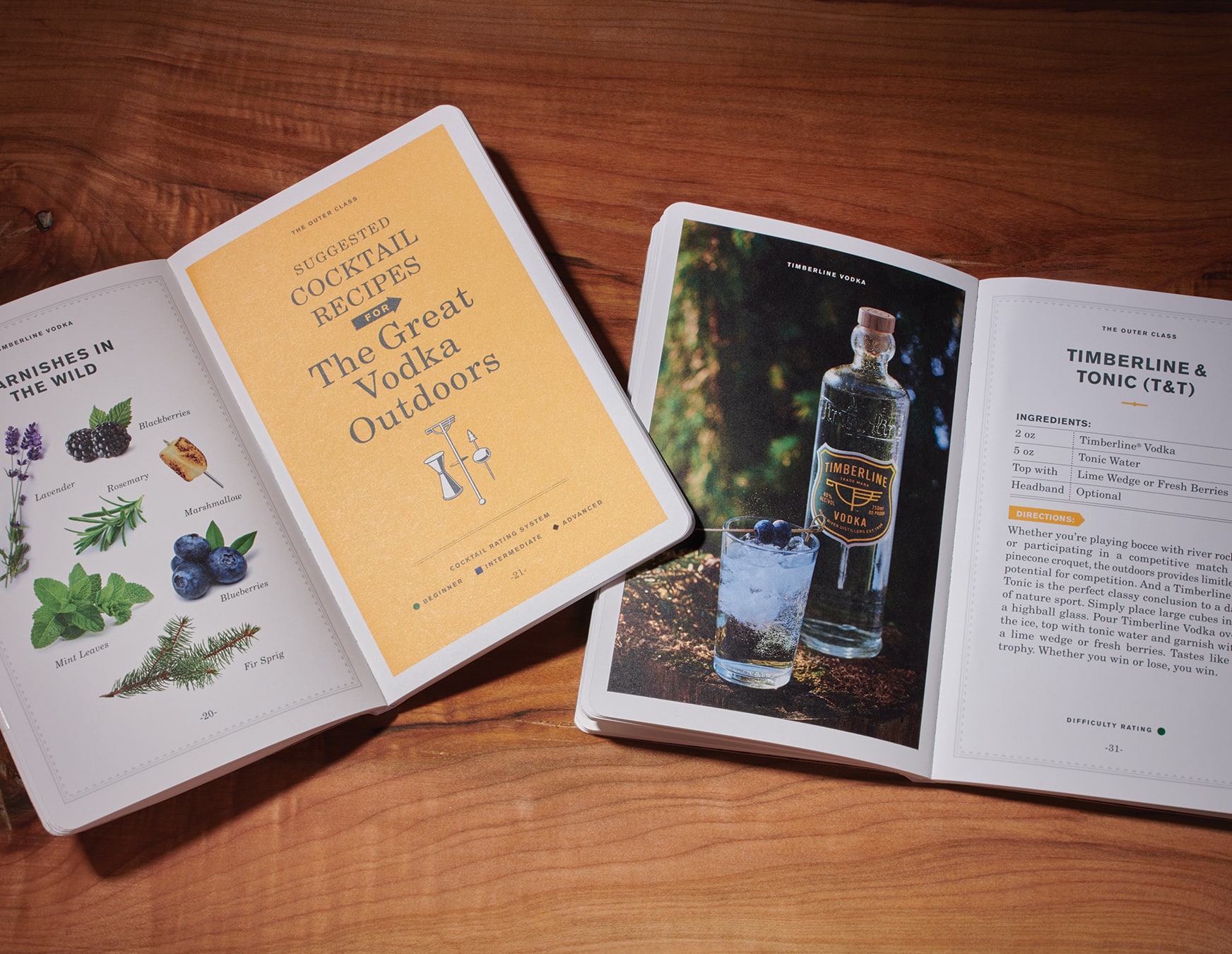 Timberline Vodka promotion book spread