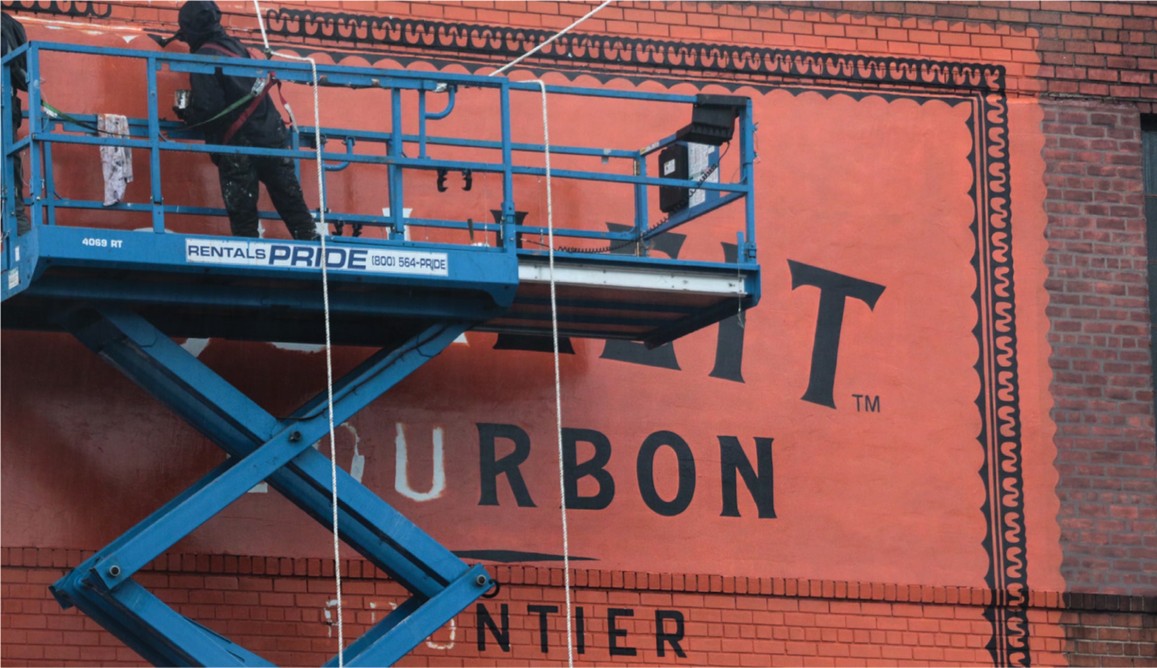 Bulleit Bourbon painted wall sign advertising design