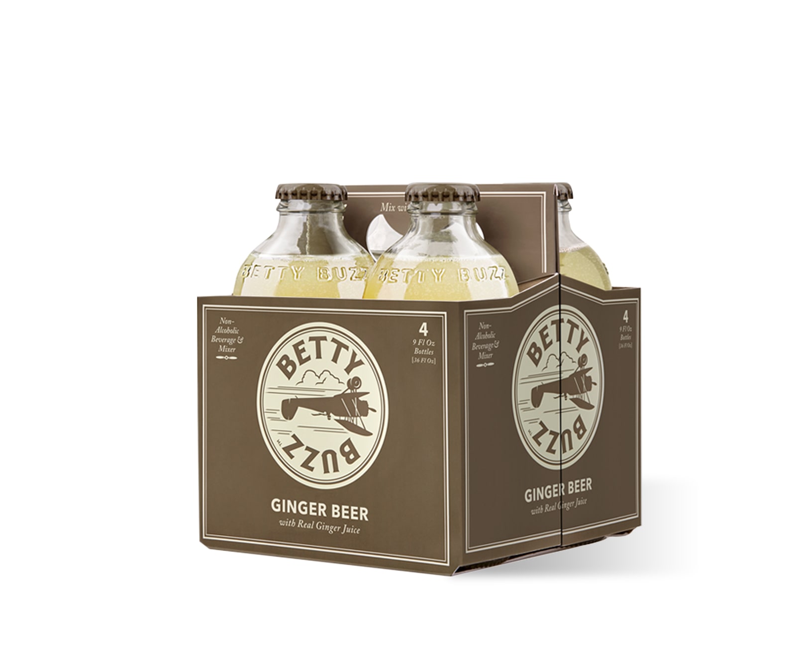 Betty Buzz Ginger beer 4-pack beverage packaging design