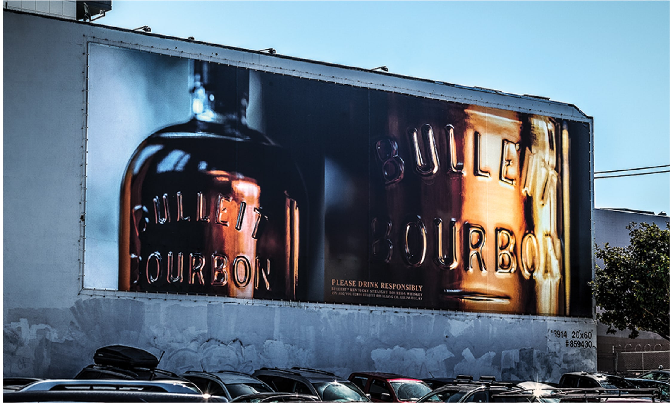 Bulleit Bourbon painted billboard OOH advertising design