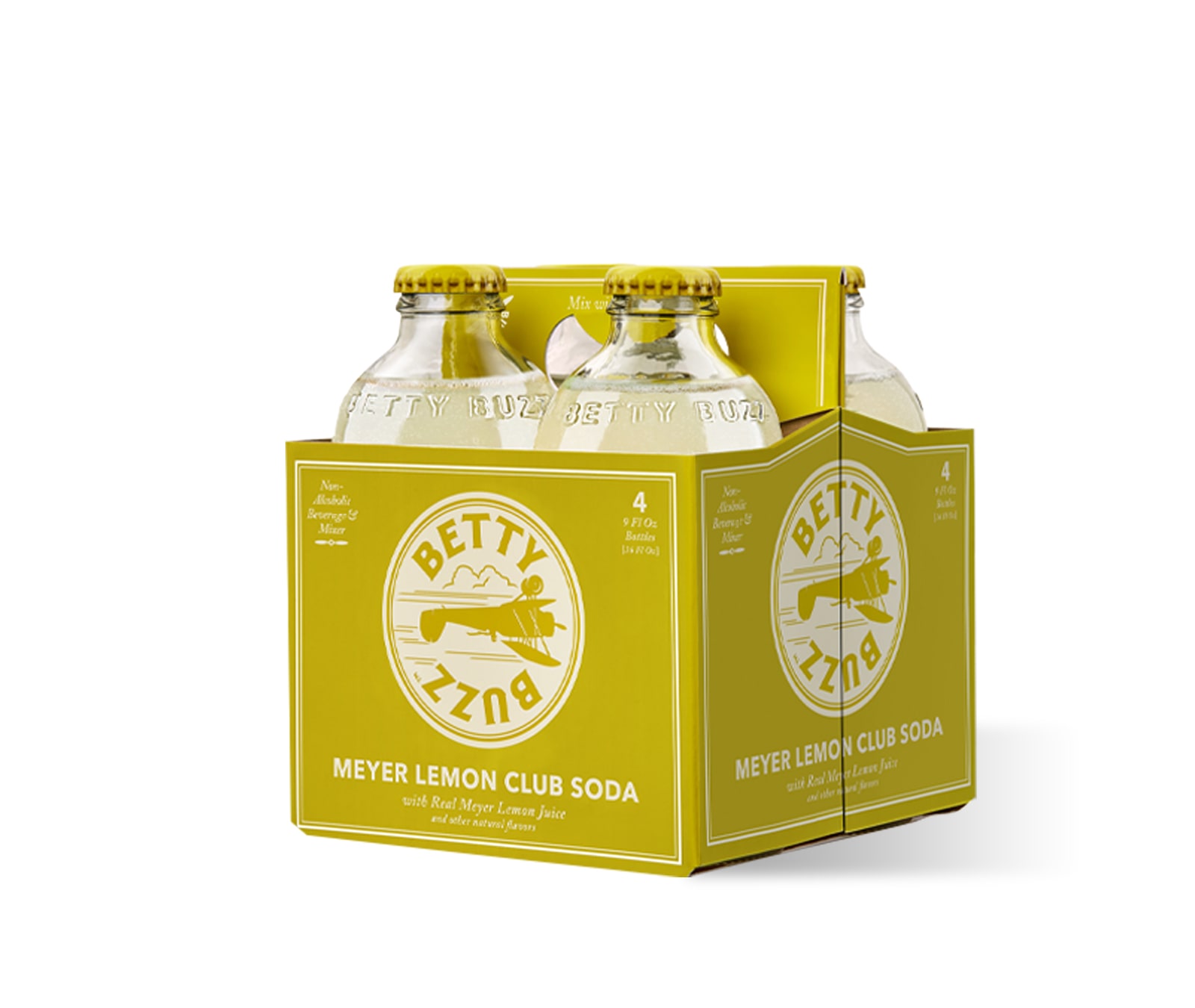 Betty Buzz Meyer lemon 4-pack beverage packaging design