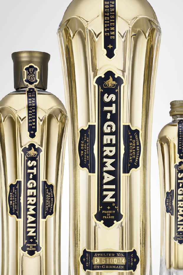 St-Germain elderflower liqueur bottle design
